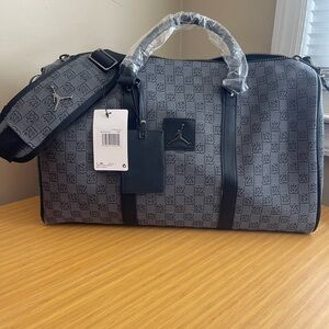 Jordan Black and Gray Monogram Duffel Bag